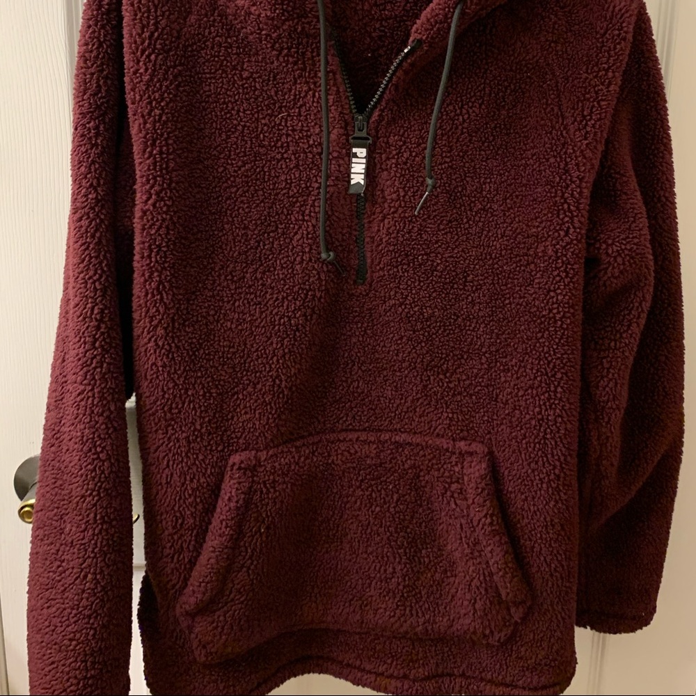💕PINK 💕Quarter zip hooded pullover